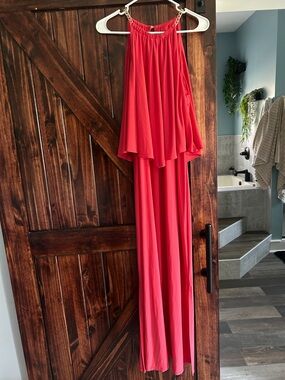 Red Halter Maxi Dress
